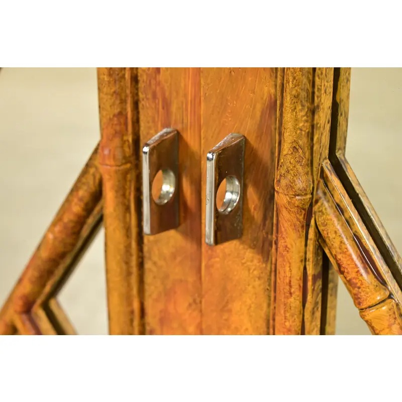 Henredon Style Mid-Century Hollywood Regency Faux Bamboo Mirrored Front Sideboard Credenza, Circa 1970s - Image 8