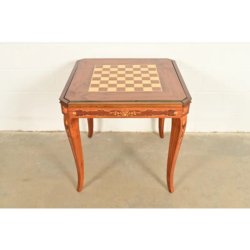 Italian Louis XVI Kingwood Inlaid Marquetry Flip Top Game Table - Image 8