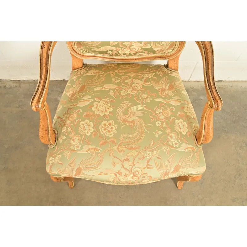 John Stuart French Provincial Louis XV Carved Oak and Cane Back Dining Chairs, Set of Six - Image 8