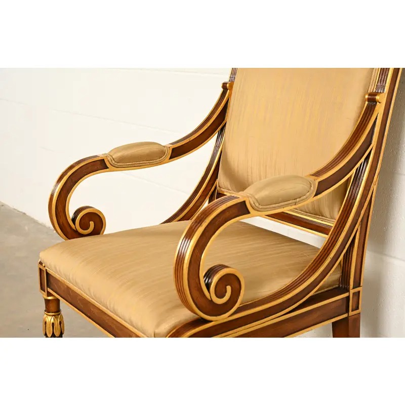 Karges French Regency Louis XVI Carved Walnut and Gold Gilt Armchairs | Pair - Image 8