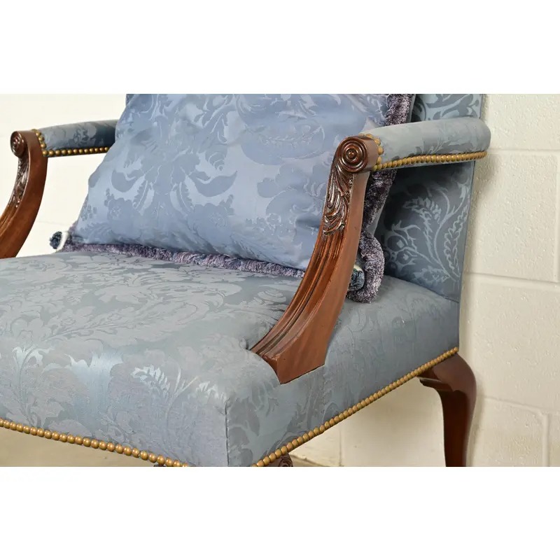 Kittinger Chippendale Carved Mahogany Open Arm Library Chair - Image 8