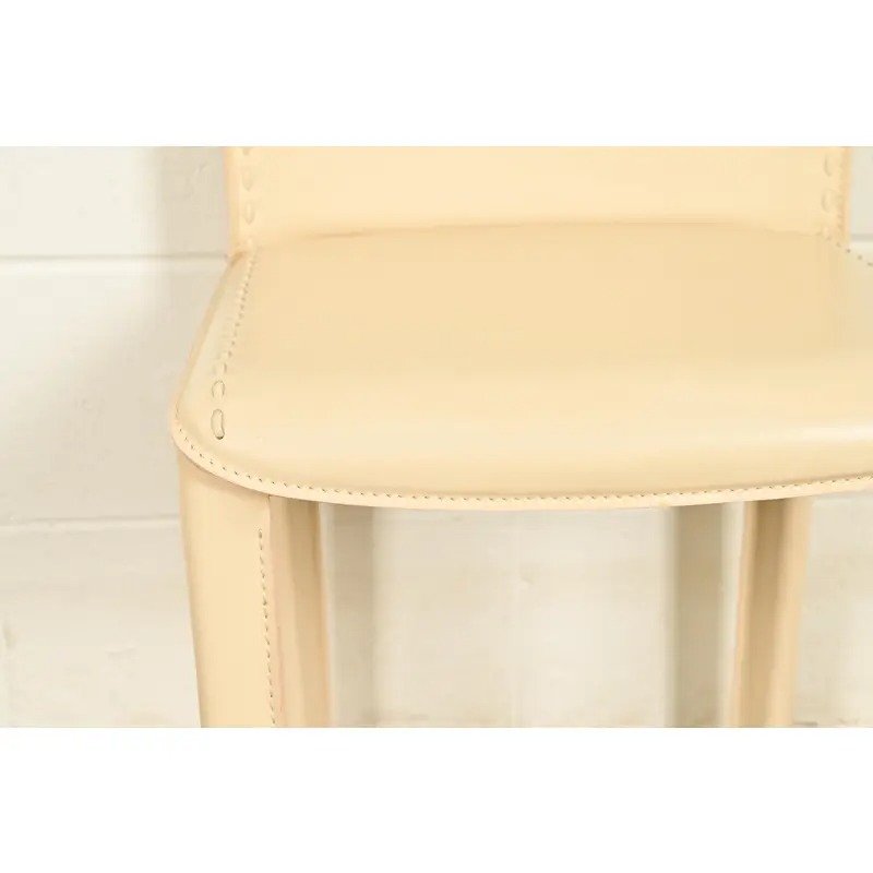 Mario Bellini Style Italian Modern Cream Leather Wrapped High Back Side Chairs or Dining Chairs, Pair - Image 8