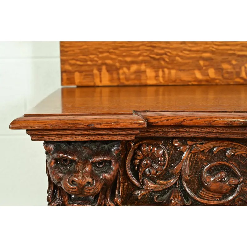R. J. Horner Style Antique Victorian Carved Oak Sideboard or Buffet Server, Circa 1890s - Image 8