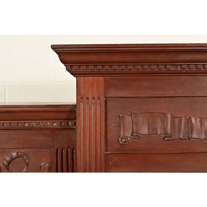 R. J. Horner Style Antique Victorian Carved Walnut Triple Bookcase Cabinet, Circa 1880s - Image 8