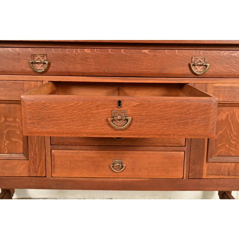 Stickley Brothers Antique Mission Oak Arts & Crafts Sideboard or Bar Cabinet, Circa 1910 - Image 8