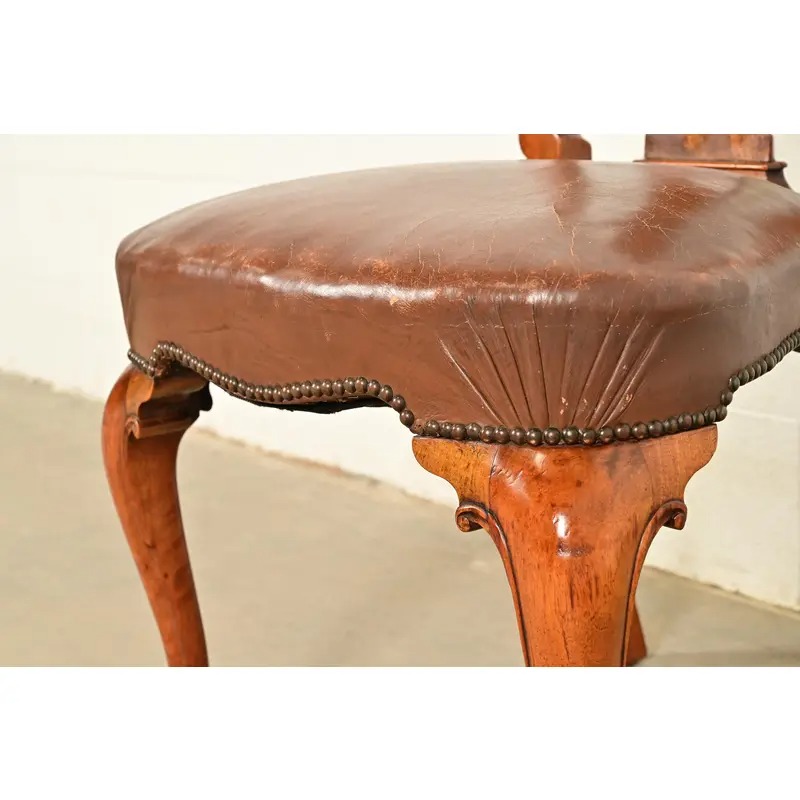 Antique English Queen Anne Burl Wood Dining Chairs, Circa 1860s - Image 9