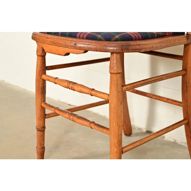 Antique English Regency Carved Maple Side Chairs or Dining Chairs, Circa 1890s - Image 9