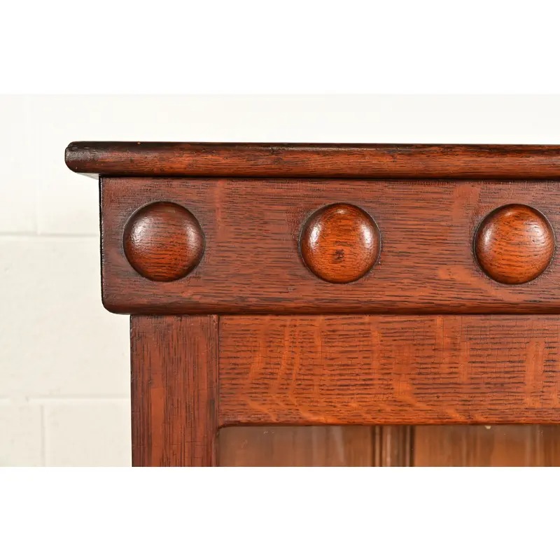 Antique Victorian Carved Oak Smoker's Display Cabinet With Drop Front Desk, Circa 1900 - Image 9