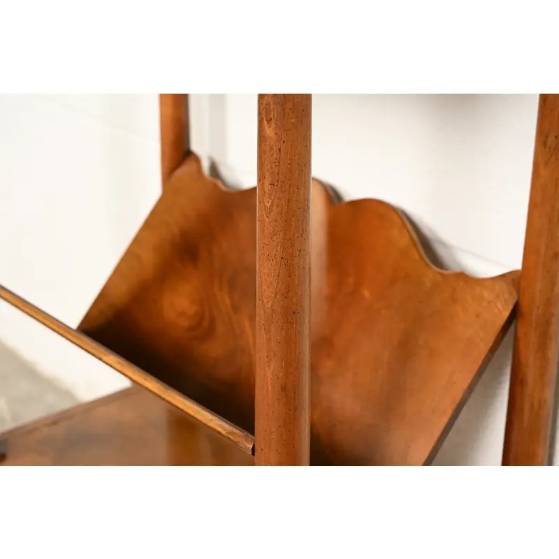 Baker Furniture French Provincial Louis XV Walnut and Burl Wood Book Stand or Magazine Stand | Circa 1960s - Image 9