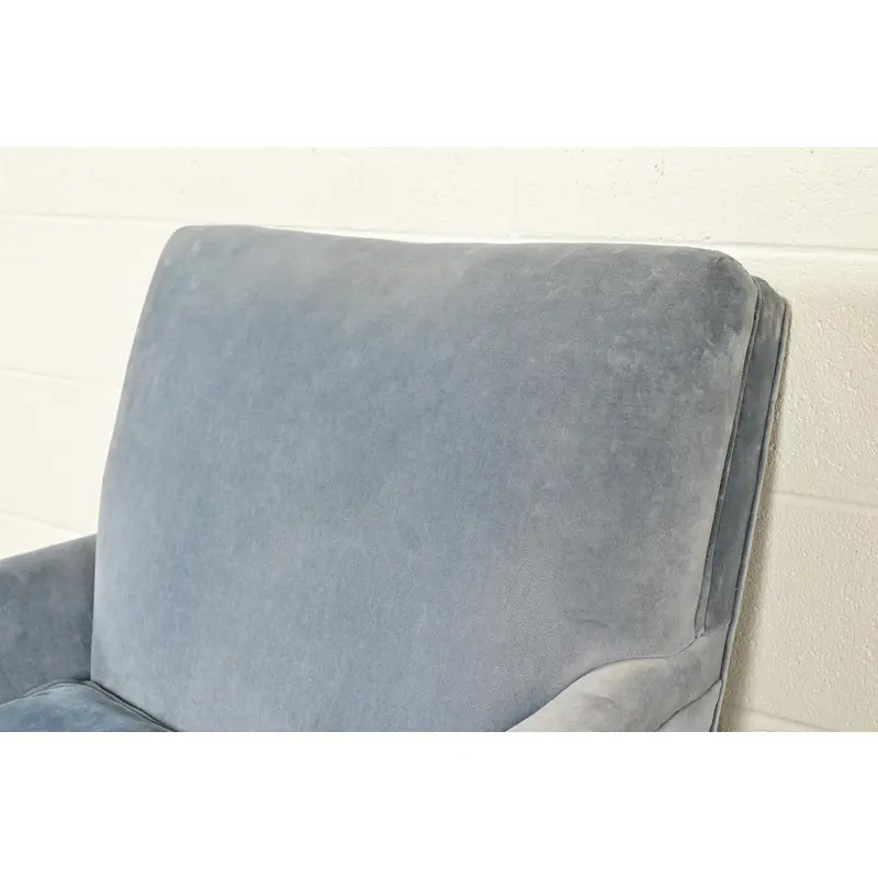 Baker Furniture Style French Provincial Louis XV Carved Walnut Velvet Upholstered Lounge Chair and Ottoman | Circa 1960s - Image 9