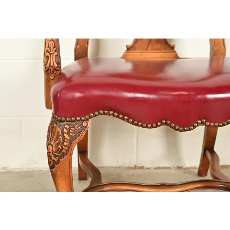 Berkey & Gay Antique Georgian Burled Walnut Armchairs, Pair - Image 9