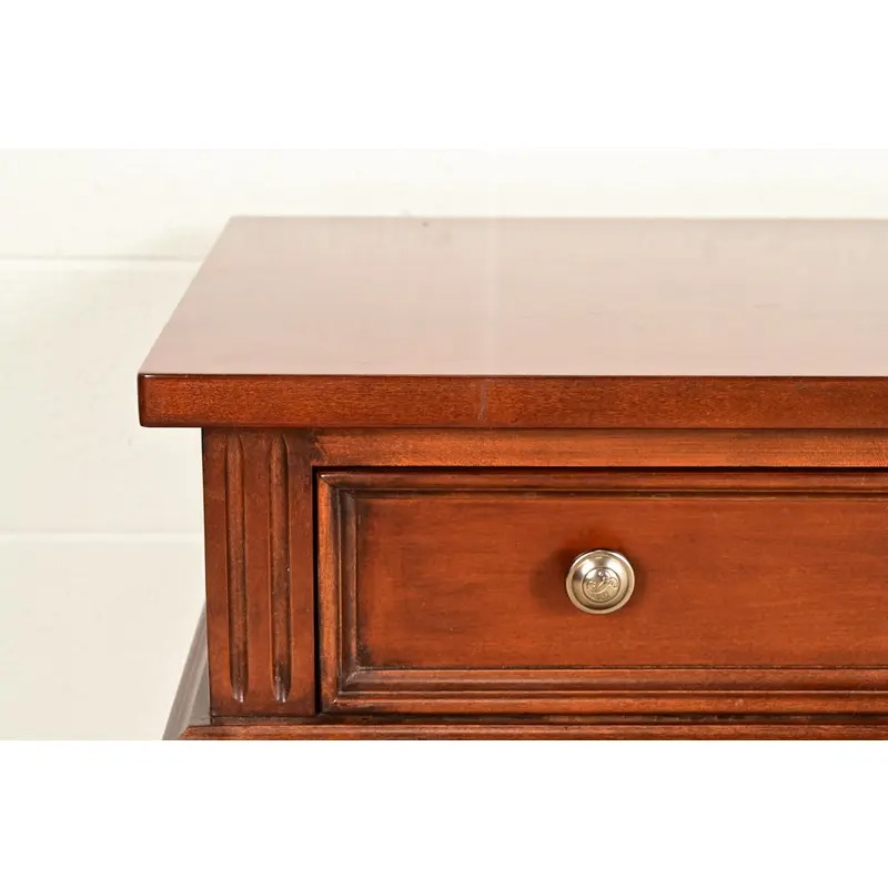 Drexel Heritage French Regency Louis XVI Carved Mahogany and Cane Console Tables or Servers, Pair - Image 9