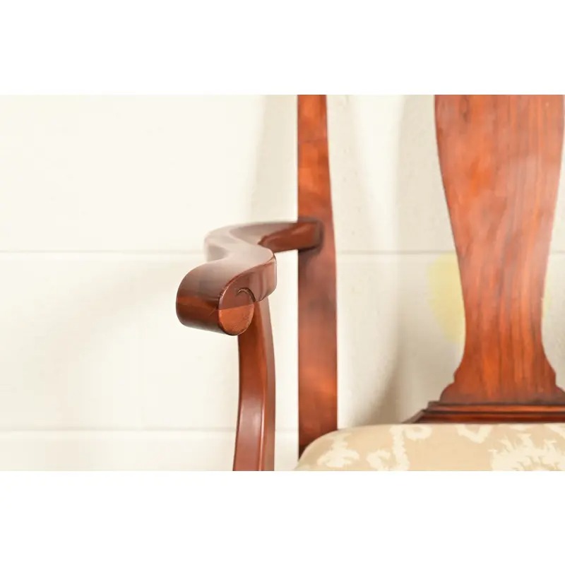 Henkel Harris Queen Anne Solid Cherry Wood Armchairs | Pair - Image 9