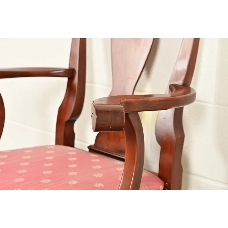 Henkel Harris Queen Anne Solid Cherry Wood Dining Chairs, Set of Six - Image 9