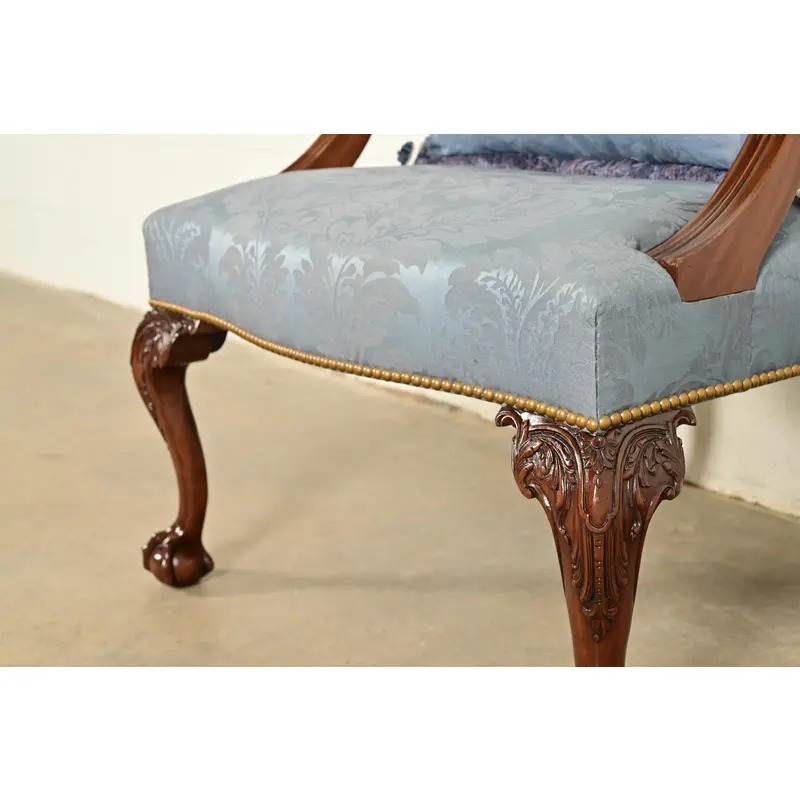 Kittinger Chippendale Carved Mahogany Open Arm Library Chair - Image 9