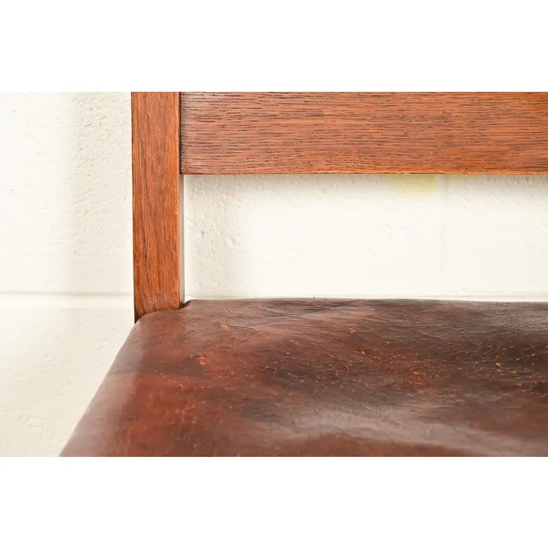 L. & J. G. Stickley Antique Mission Oak Arts & Crafts Ladder Back Side Chairs or Dining Chairs | Pair - Image 9
