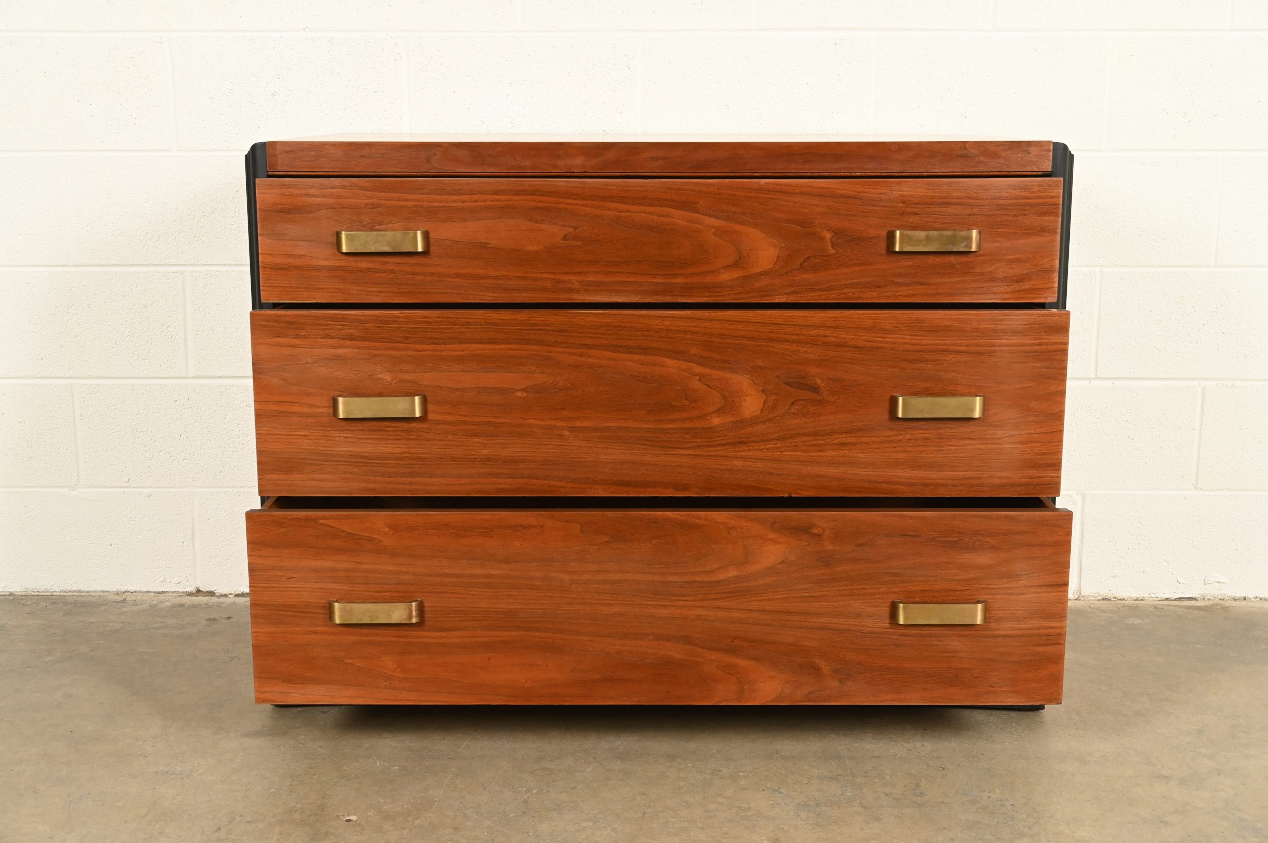 Donald Deskey Style Art Deco Walnut Dresser or Chest of Drawers, Circa 1940s - Image 7