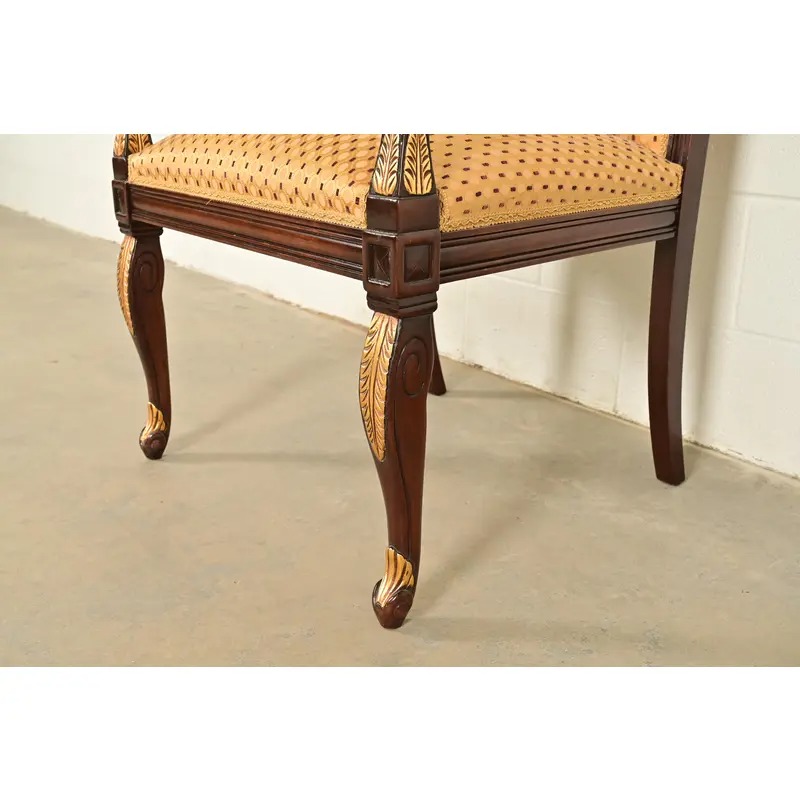 Baker Furniture Style Regency Carved Mahogany and Gold Gilt Dining Chairs, Set of Eight - Image 10