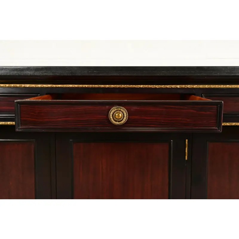 Ralph Lauren French Empire Carved Mahogany Marble Top Sideboard or Bar Cabinet - Image 10