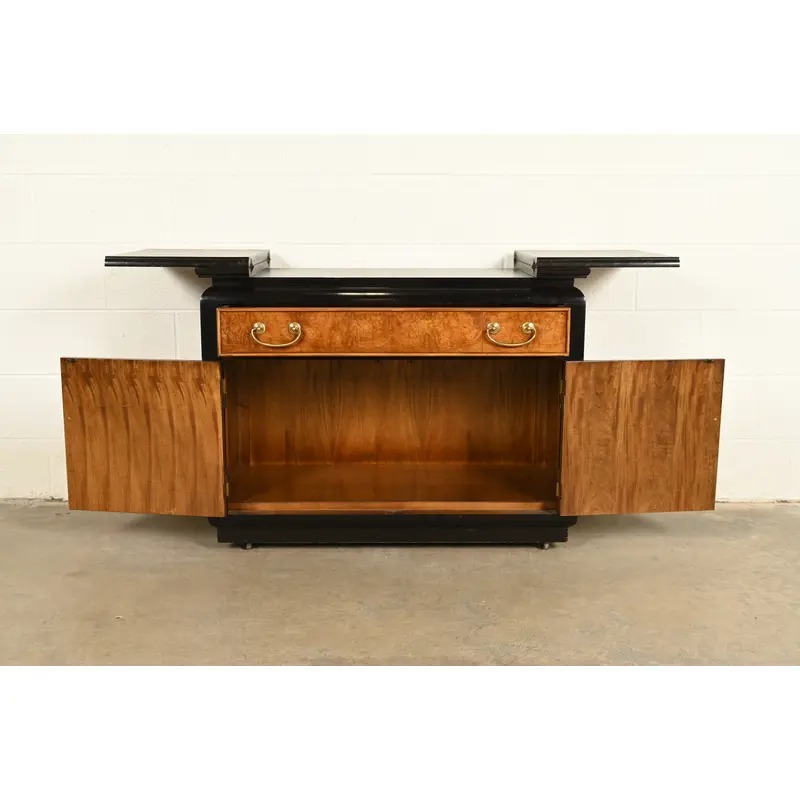 Raymond Sobota for Century Furniture Hollywood Regency Chinoiserie Flip-Top Buffet Server or Bar Cart | Circa 1970s - Image 10