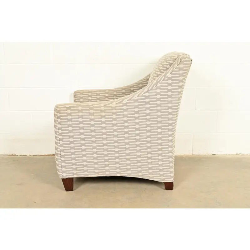 Baker Furniture Style Contemporary Upholstered Barrel Arm Lounge Chair - Image 11