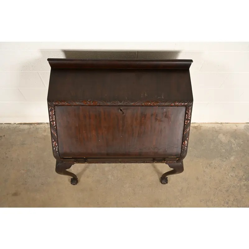 Berkey & Gay Style Antique Queen Anne Mahogany Slant Front Secretary Desk, Circa 1900 - Image 11