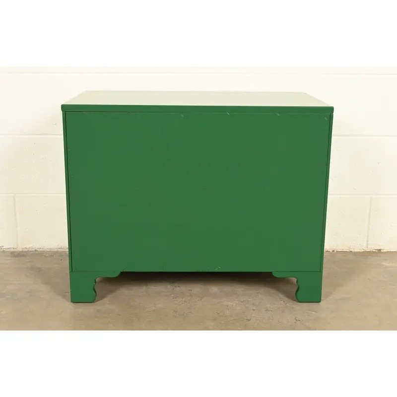 Drexel Heritage Mid-Century Hollywood Regency Campaign Green Lacquered Nightstand | Circa 1970s - Image 11