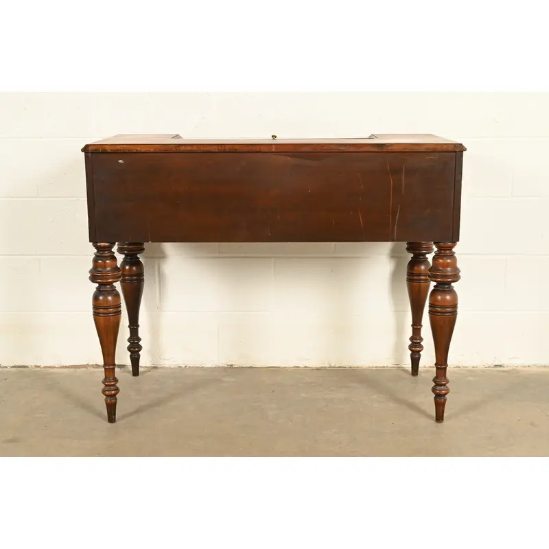 Grand Rapids Chair Co. Antique Victorian Carved Walnut Slant Front Writing Desk, Circa 1930s - Image 12