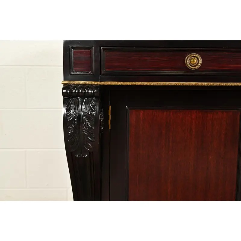 Ralph Lauren French Empire Carved Mahogany Marble Top Sideboard or Bar Cabinet - Image 12