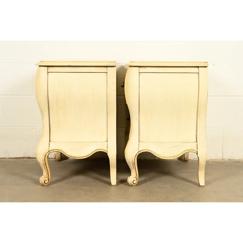 White Furniture French Provincial Louis XV Cream Lacquered Nightstands, Pair - Image 12
