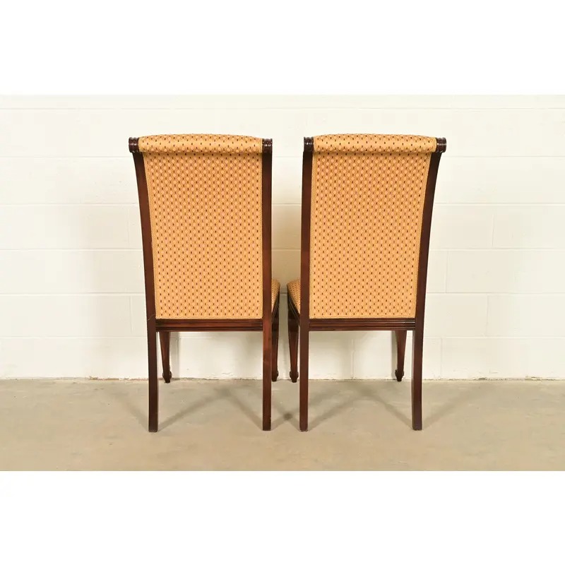 Baker Furniture Style Regency Carved Mahogany and Gold Gilt Dining Chairs, Set of Eight - Image 13