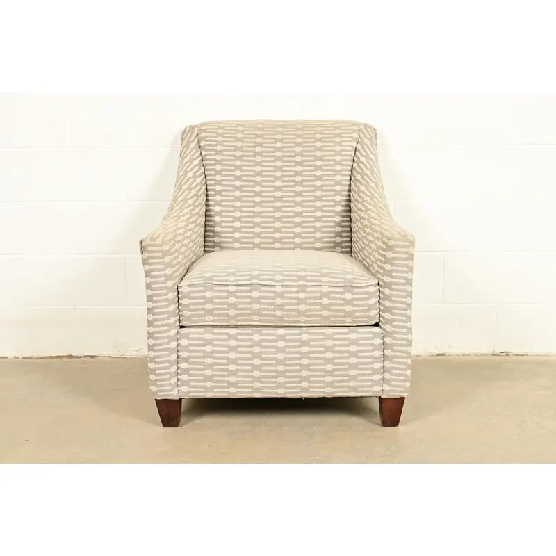 Baker Furniture Style Contemporary Upholstered Barrel Arm Lounge Chair