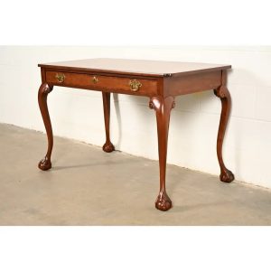 Baker Furniture Chippendale Carved Mahogany Writing Desk, Newly Refinished