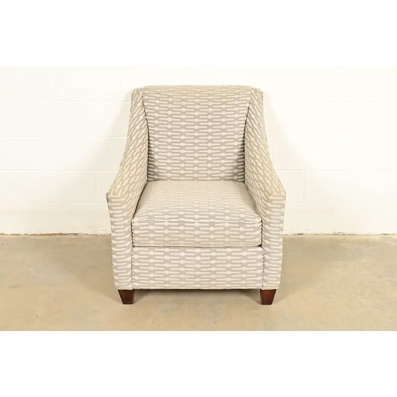 Baker Furniture Style Contemporary Upholstered Barrel Arm Lounge Chair - Image 2
