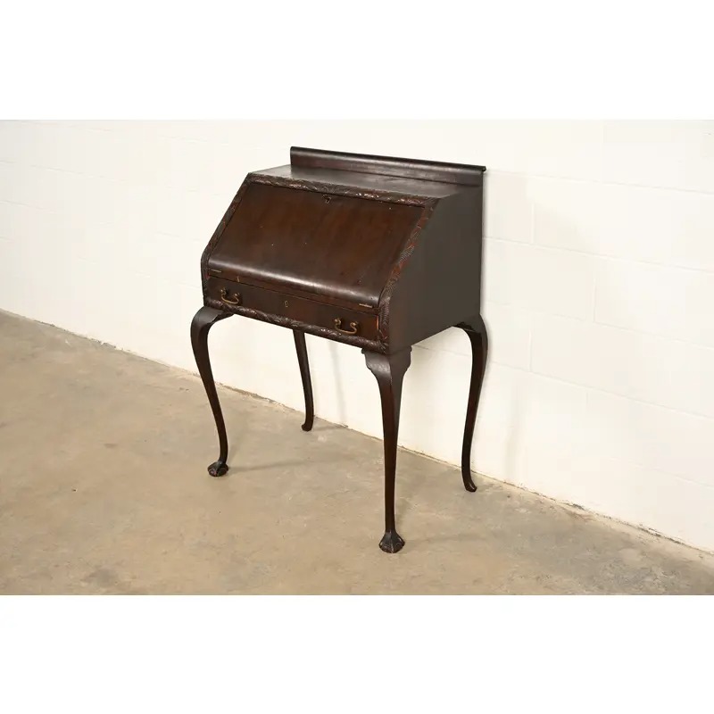 Berkey & Gay Style Antique Queen Anne Mahogany Slant Front Secretary Desk, Circa 1900 - Image 2