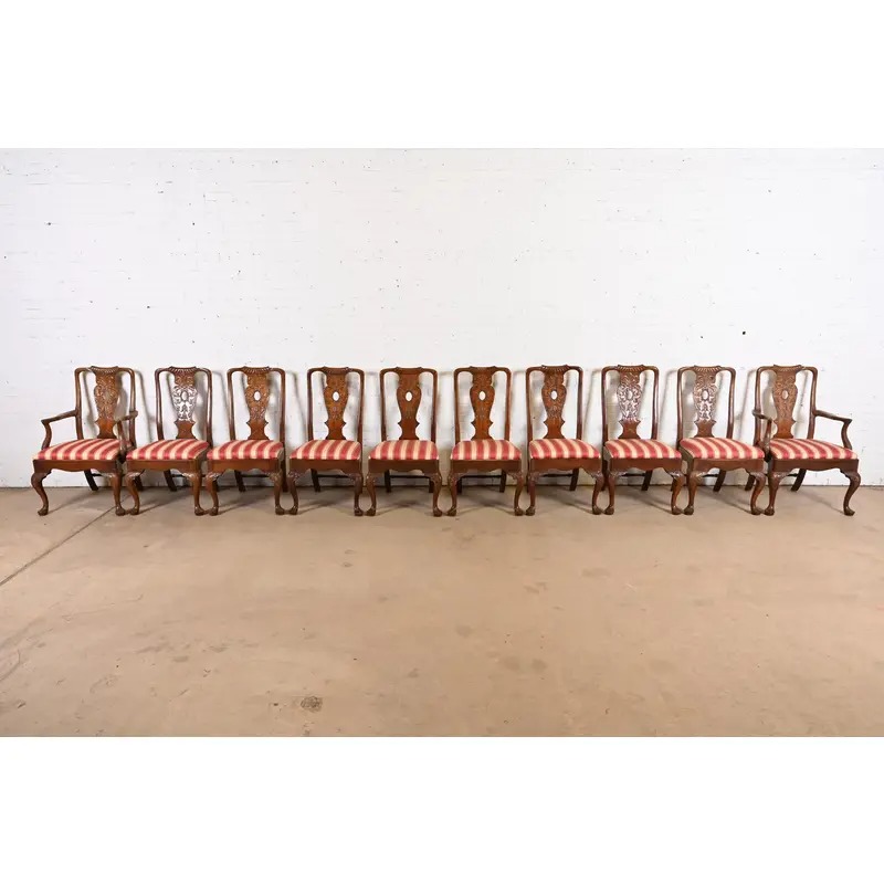 Henredon Chippendale Carved Mahogany Dining Chairs, Set of Ten - Image 2