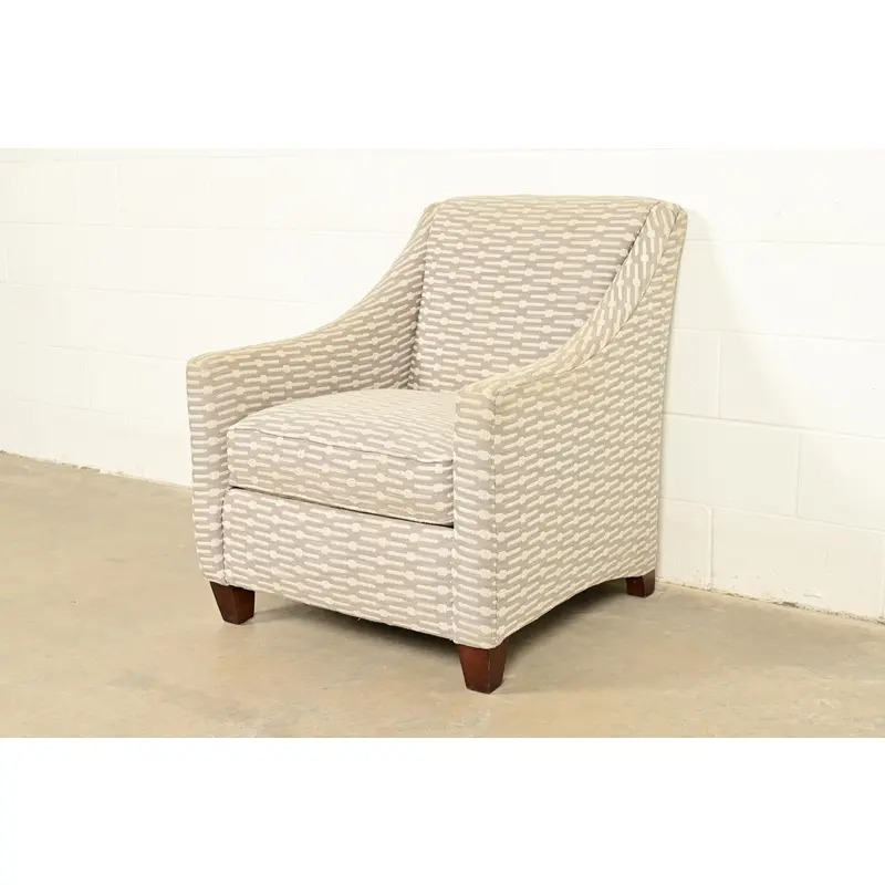 Baker Furniture Style Contemporary Upholstered Barrel Arm Lounge Chair - Image 3
