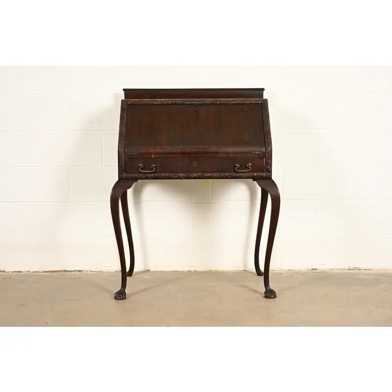 Berkey & Gay Style Antique Queen Anne Mahogany Slant Front Secretary Desk, Circa 1900 - Image 3