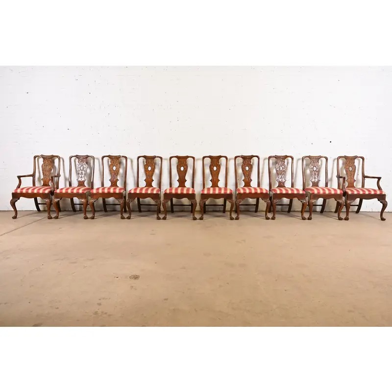 Henredon Chippendale Carved Mahogany Dining Chairs, Set of Ten - Image 3