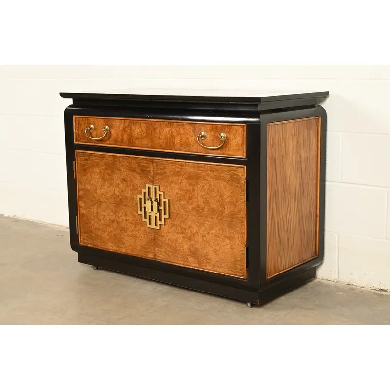 Raymond Sobota for Century Furniture Hollywood Regency Chinoiserie Flip-Top Buffet Server or Bar Cart | Circa 1970s - Image 3