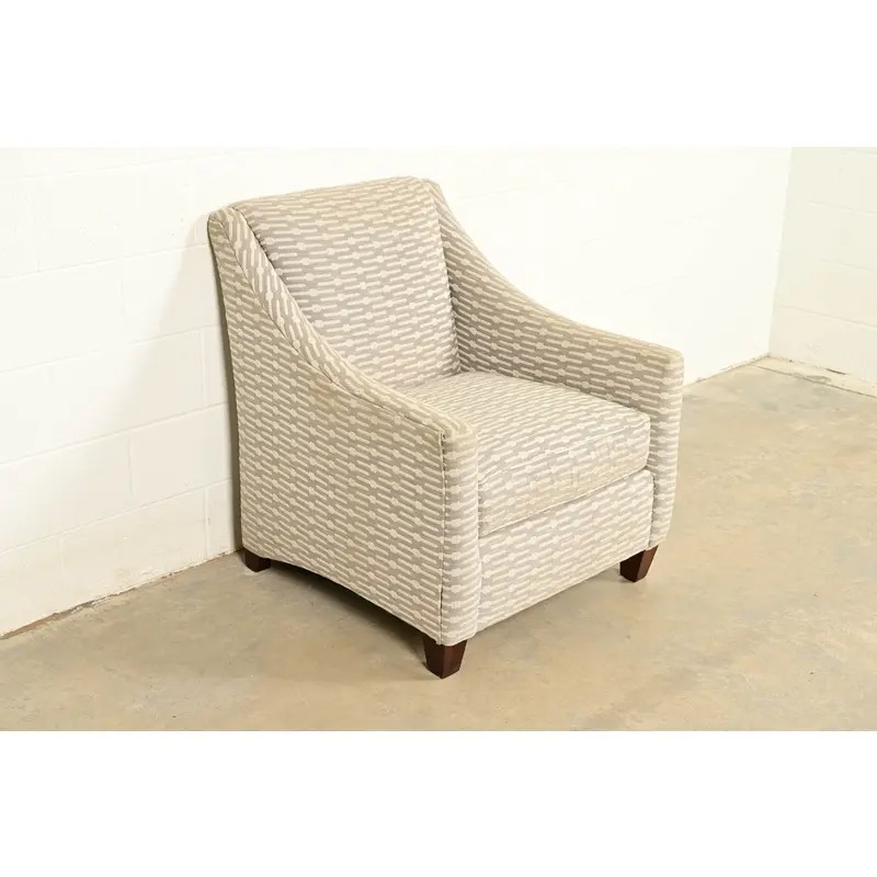 Baker Furniture Style Contemporary Upholstered Barrel Arm Lounge Chair - Image 4