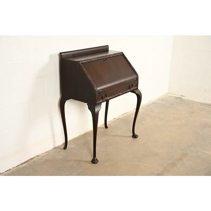 Berkey & Gay Style Antique Queen Anne Mahogany Slant Front Secretary Desk, Circa 1900 - Image 4