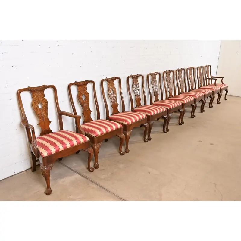 Henredon Chippendale Carved Mahogany Dining Chairs, Set of Ten - Image 4