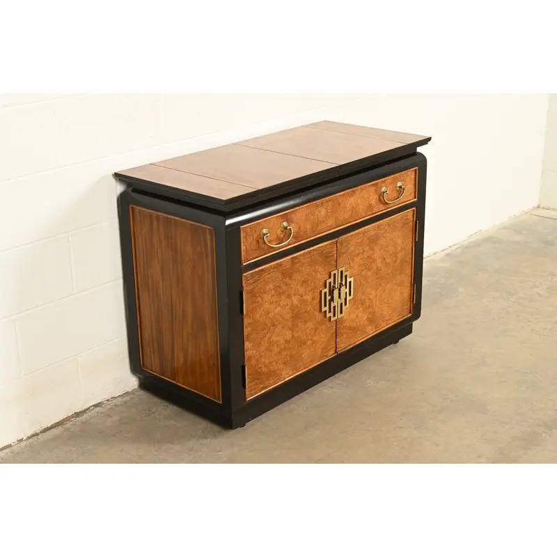 Raymond Sobota for Century Furniture Hollywood Regency Chinoiserie Flip-Top Buffet Server or Bar Cart | Circa 1970s - Image 4