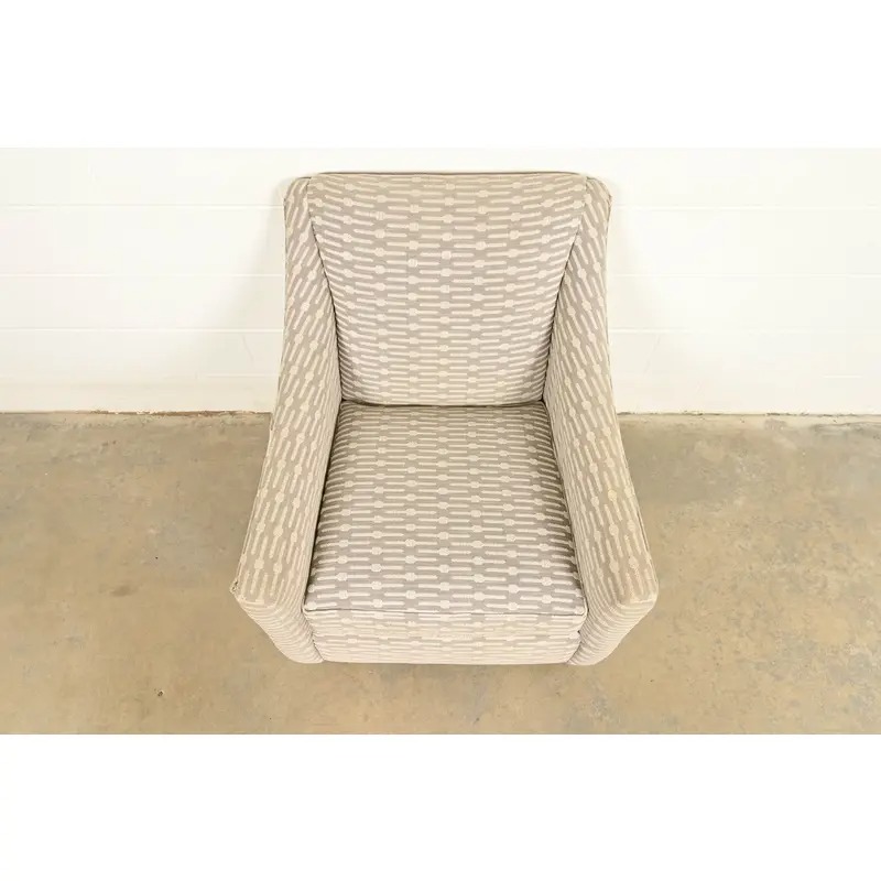 Baker Furniture Style Contemporary Upholstered Barrel Arm Lounge Chair - Image 5