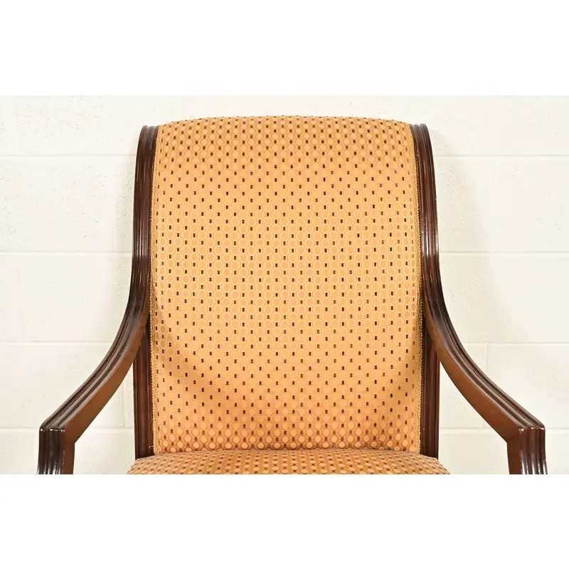 Baker Furniture Style Regency Carved Mahogany and Gold Gilt Dining Chairs, Set of Eight - Image 6