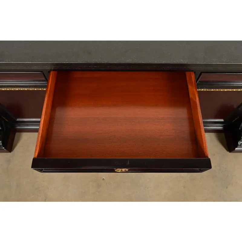 Ralph Lauren French Empire Carved Mahogany Marble Top Sideboard or Bar Cabinet - Image 6