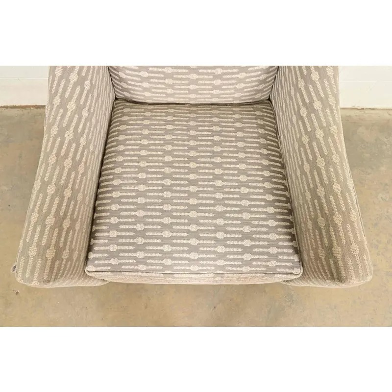 Baker Furniture Style Contemporary Upholstered Barrel Arm Lounge Chair - Image 7