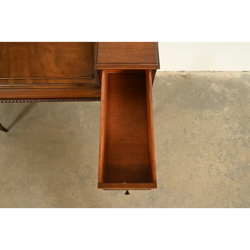 Grand Rapids Chair Co. Antique Victorian Carved Walnut Slant Front Writing Desk, Circa 1930s - Image 7
