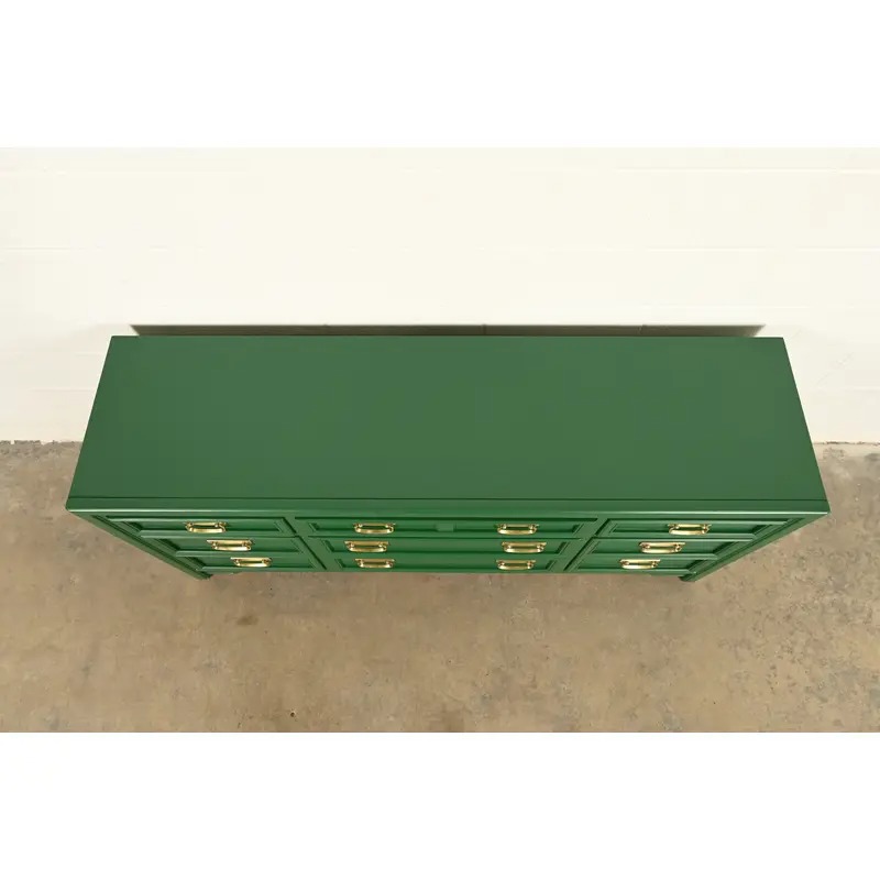 Thomasville Mid-Century Hollywood Regency Green Lacquered Dresser or Credenza | Newly Refinished - Image 7